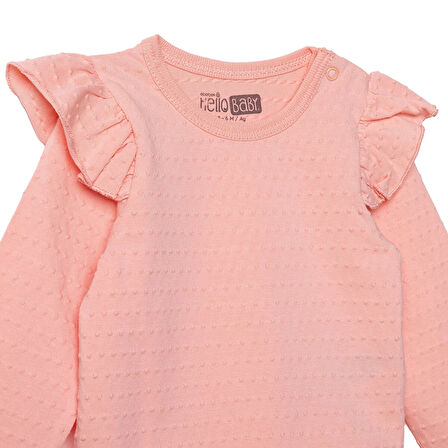 HelloBaby Kız Bebek Uzun Kol Body Jakar Örme Bisiklet Yaka