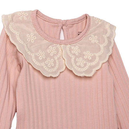 HelloBaby Kız Bebek Uzun Kol Body İnterlok Modelli Yaka Uzun Kol