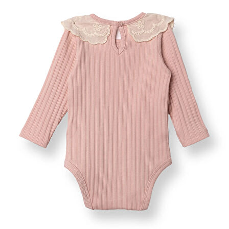 HelloBaby Kız Bebek Uzun Kol Body İnterlok Modelli Yaka Uzun Kol