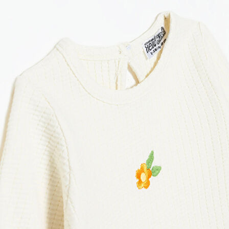 HelloBaby Kız Bebek Uzun Kol Body Jakar Örme Bisiklet Yaka Uzun Kol