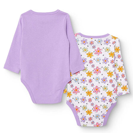 HelloBaby Kız Bebek 2li Uzun Kol Body Ribana Çıtçıtlı Yaka Uzun Kol