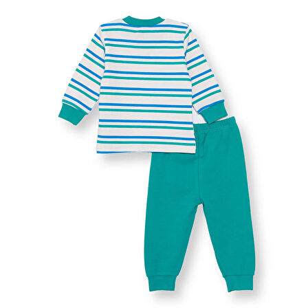 HelloBaby Erkek Bebek Pijama Takım Bisiklet Yaka Uzun Kol Ribanalı Paça