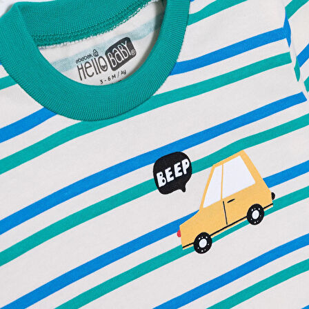 HelloBaby Erkek Bebek Pijama Takım Bisiklet Yaka Uzun Kol Ribanalı Paça