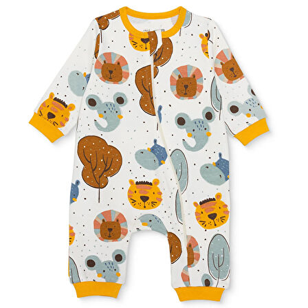 HelloBaby Erkek Bebek Patiksiz Tulum İnterlok Bisiklet Yaka Uzun Kol