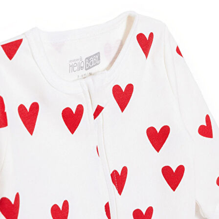 HelloBaby Kız Bebek Patiksiz Tulum Fermuarlı Bisiklet Yaka Uzun Kol Ribanalı Paça