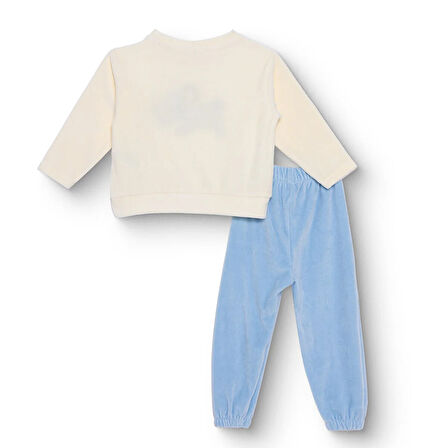 HelloBaby Erkek Bebek Kadife Pijama Takımı Bisiklet Yaka Uzun Kol Ribanalı Paça