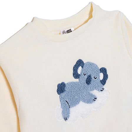 HelloBaby Erkek Bebek Kadife Pijama Takımı Bisiklet Yaka Uzun Kol Ribanalı Paça