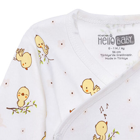 HelloBaby Kız Bebek Yenidoğan Zıbın-Patiksiz Alt İnterlok Bisiklet Yaka Uzun Kol Patiksiz Paça