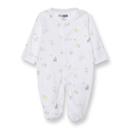 HelloBaby Erkek Bebek Yenidoğan Patikli Tulum İnterlok Bisiklet Yaka Uzun Kol Patikli Paça