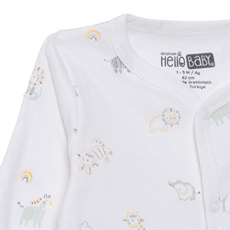 HelloBaby Erkek Bebek Yenidoğan Patikli Tulum İnterlok Bisiklet Yaka Uzun Kol Patikli Paça