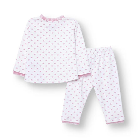 HelloBaby Kız Bebek Uzun Kol Pijama Takımı İnterlok Bisiklet Yaka Uzun Kol Reçme Paça