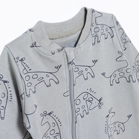 HelloBaby Erkek Bebek Patiksiz Tulum İnterlok Bisiklet Yaka Uzun Kol Ribanalı Paça