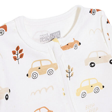 HelloBaby Erkek Bebek Patiksiz Tulum Fermuarlı Bisiklet Yaka Uzun Kol Ribanalı Paça