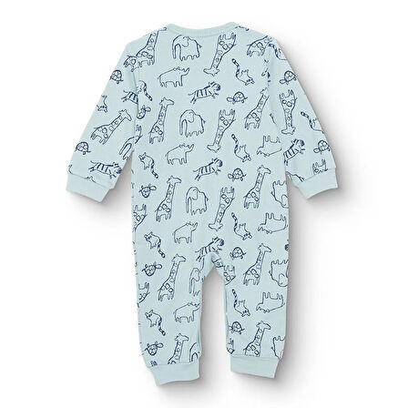 HelloBaby Erkek Bebek Patiksiz Tulum İnterlok Bisiklet Yaka Uzun Kol Ribanalı Paça