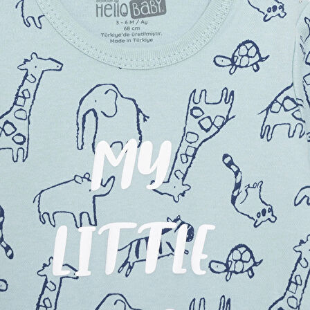 HelloBaby Erkek Bebek Patiksiz Tulum İnterlok Bisiklet Yaka Uzun Kol Ribanalı Paça