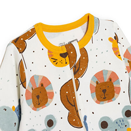 HelloBaby Erkek Bebek Patiksiz Tulum İnterlok Bisiklet Yaka Uzun Kol