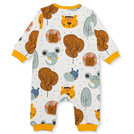 HelloBaby Erkek Bebek Patiksiz Tulum İnterlok Bisiklet Yaka Uzun Kol