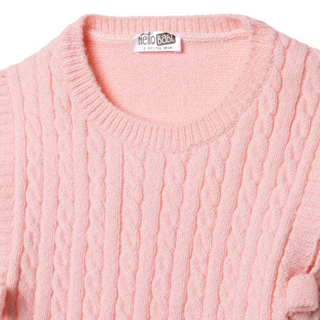 HelloBaby Kız Bebek Floral Teddy Bear Yelek Triko Bisiklet Yaka Kısa Kol