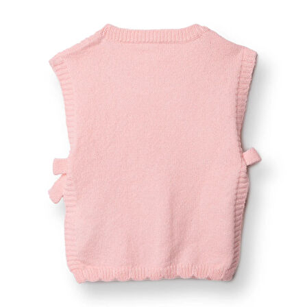 HelloBaby Kız Bebek Floral Teddy Bear Yelek Triko Bisiklet Yaka Kısa Kol