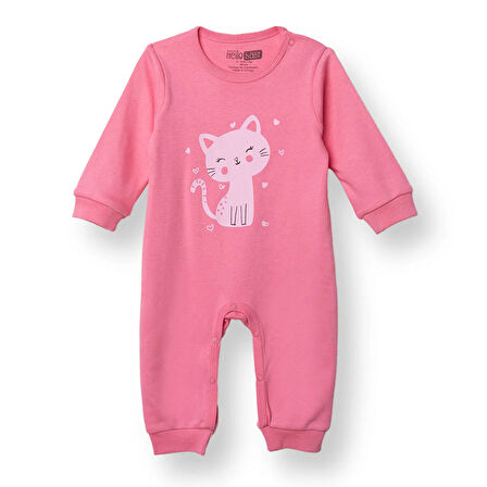 HelloBaby Kız Bebek Patiksiz Tulum İnterlok Bisiklet Yaka Uzun Kol Ribanalı Paça