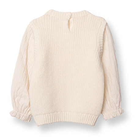 HelloBaby Kız Bebek Floral Teddy Bear Kazak Bisiklet Yaka Uzun Kol