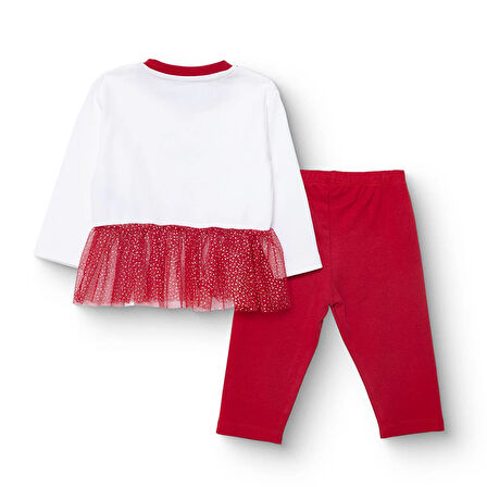 HelloBaby Kız Bebek New Year Uzun Kol Pijama Takımı İnterlok Bisiklet Yaka Uzun Kol Reçme Paça