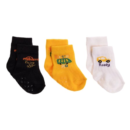HelloBaby Erkek Bebek 3lü Kaydırmaz Çorap Taşıtlar Baskılı