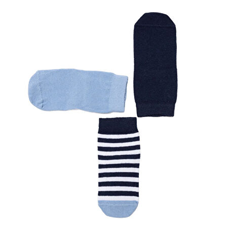 HelloBaby Erkek Bebek 3lü Kaydırmaz Çorap