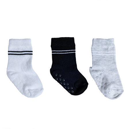HelloBaby Erkek Bebek 3lü Kaydırmaz Çorap