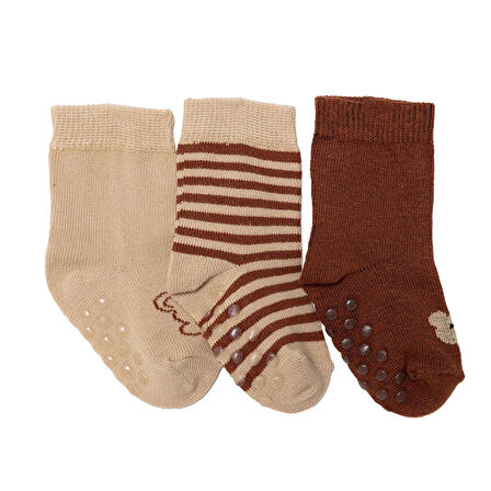 HelloBaby Erkek Bebek 3lü Kaydırmaz Çorap