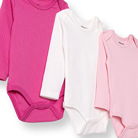 Tiffany Kız Bebek Uzun Kol Body Çıtçıtlı İnterlok Zarf Yaka