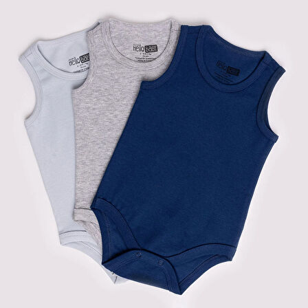 HelloBaby Erkek Bebek 3lü Atlet Body Ribana Bisiklet Yaka Atlet Kol