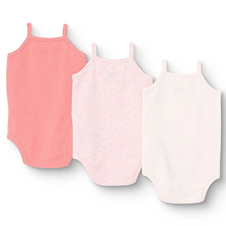 HelloBaby Kız Bebek 3lü Atlet Body Ribana Bisiklet Yaka İp Askılı