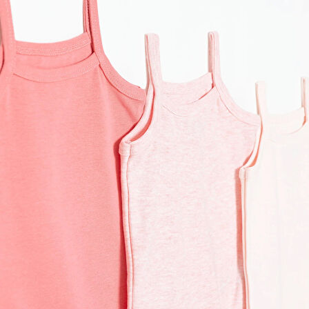 HelloBaby Kız Bebek 3lü Atlet Body Ribana Bisiklet Yaka İp Askılı