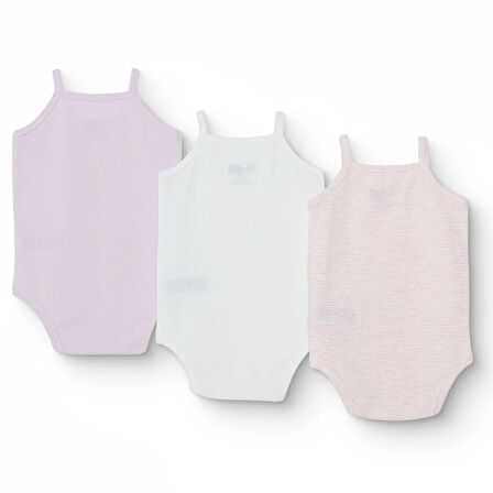 HelloBaby Kız Bebek 3lü Atlet Body Ribana Bisiklet Yaka İp Askılı