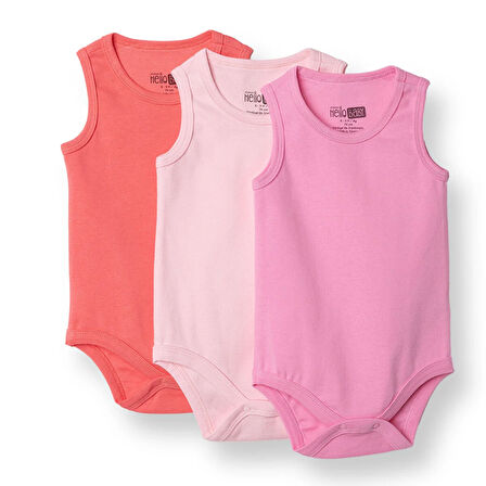HelloBaby Kız Bebek 3lü Atlet Body Ribana Bisiklet Yaka Atlet Kol
