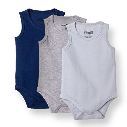 HelloBaby Erkek Bebek 3lü Atlet Body Ribana Bisiklet Yaka Atlet Kol