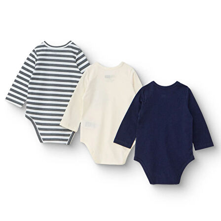 HelloBaby Erkek Bebek 3lü Atlet Body Süprem Bisiklet Yaka Uzun Kol
