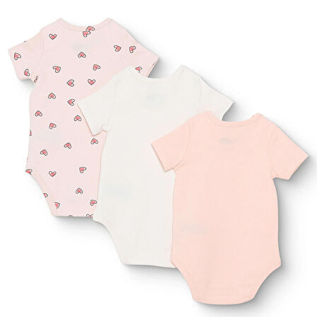 HelloBaby Kız Bebek 3lü Atlet Body İnterlok Bisiklet Yaka Kısa Kol