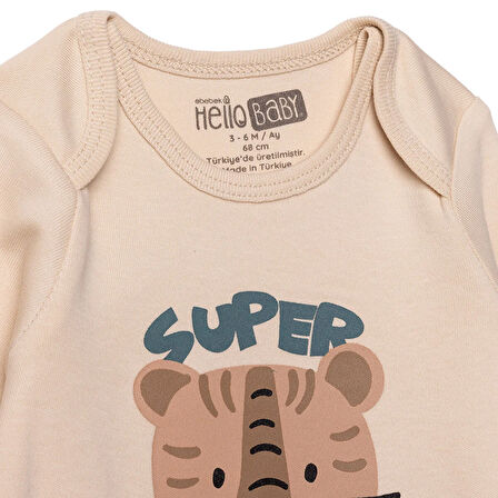 HelloBaby Erkek Bebek Uzun Kol Body İnterlok Zarf Yaka