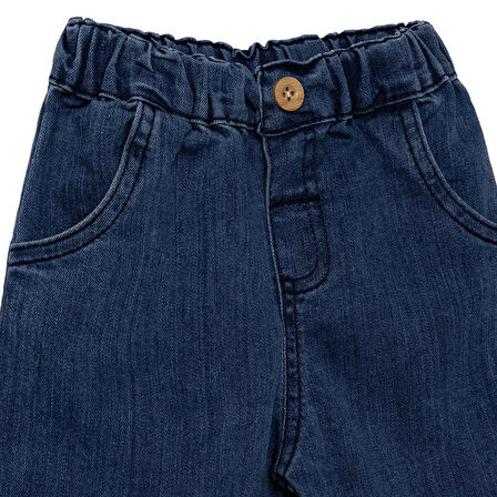 HelloBaby Kız Bebek Floral Teddy Bear Denim Pantolon Duble Paça