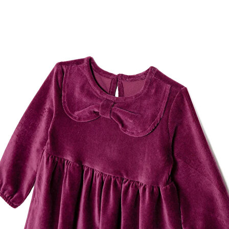 HelloBaby Kız Bebek Floral Teddy Bear Elbise Bebe Yaka Uzun Kol