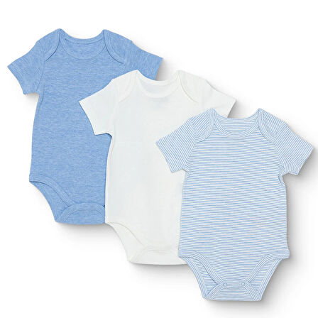 HelloBaby Erkek Bebek 3lü Atlet Body Ribana Bisiklet Yaka Kısa Kol