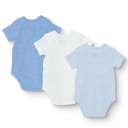 HelloBaby Erkek Bebek 3lü Atlet Body Ribana Bisiklet Yaka Kısa Kol