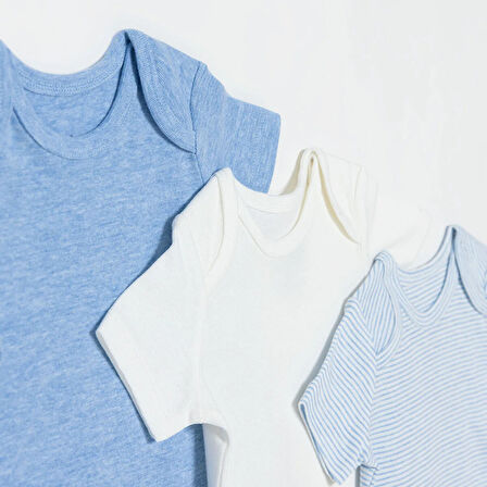 HelloBaby Erkek Bebek 3lü Atlet Body Ribana Bisiklet Yaka Kısa Kol