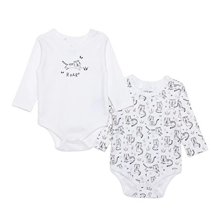 HelloBaby Erkek Bebek 2li Uzun Kol Body İnterlok Çıtçıtlı Yaka