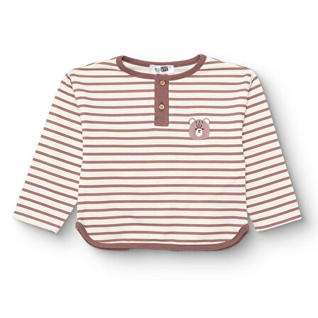 HelloBaby Erkek Bebek Woodland 1 Uzun Kol Tshirt İki İplik Bisiklet Yaka Uzun Kol