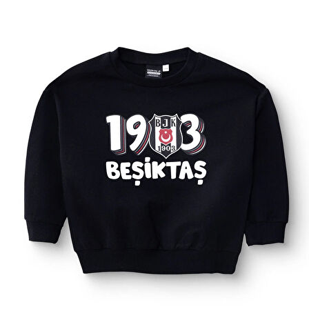Beşiktaş Unisex Sweatshirt İki İplik Bisiklet Yaka Uzun Kol