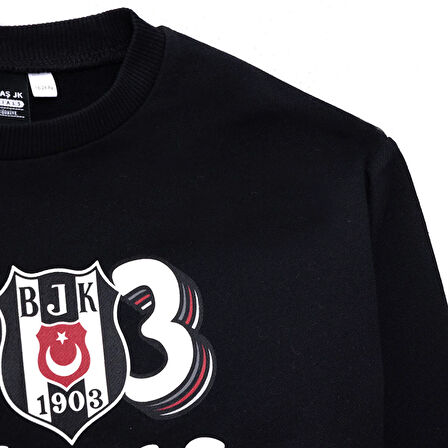 Beşiktaş Unisex Sweatshirt İki İplik Bisiklet Yaka Uzun Kol