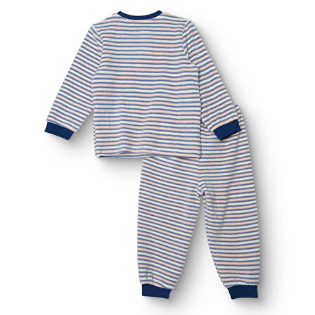 HelloBaby Erkek Bebek Uzun Kol Pijama Takımı Kadife Bisiklet Yaka Uzun Kol Ribanalı Paça